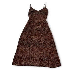 Emory Park Brown And Black Leopard Slip Dress Small